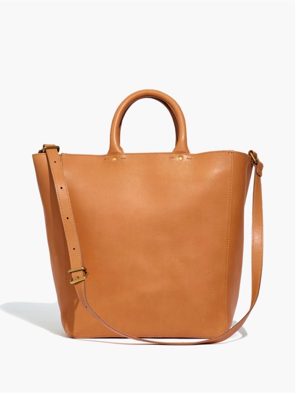 Madewell Brown Leather Tote with Top Handles & crossbody strap